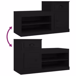 vidaXL Shoe Cabinet Shoe Rack Shoe Storage Shelf Organiser Engineered Wood - black - Additional view 8