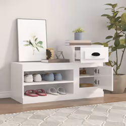 vidaXL Shoe Cabinet Shoe Rack Shoe Storage Shelf Organiser Engineered Wood - high gloss white