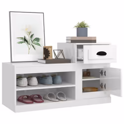 vidaXL Shoe Cabinet Shoe Rack Shoe Storage Shelf Organiser Engineered Wood - high gloss white - Additional view 4