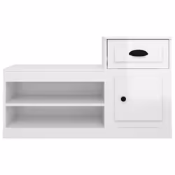vidaXL Shoe Cabinet Shoe Rack Shoe Storage Shelf Organiser Engineered Wood - high gloss white - Additional view 5
