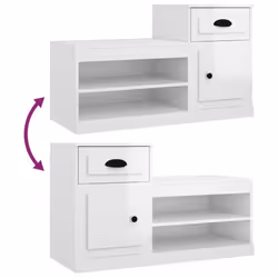 vidaXL Shoe Cabinet Shoe Rack Shoe Storage Shelf Organiser Engineered Wood - high gloss white - Additional view 8