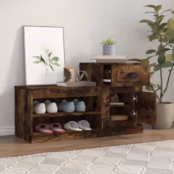 vidaXL Shoe Cabinet Shoe Rack Shoe Storage Shelf Organiser Engineered Wood - smoked oak