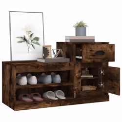 vidaXL Shoe Cabinet Shoe Rack Shoe Storage Shelf Organiser Engineered Wood - smoked oak - Additional view 4