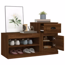 vidaXL Shoe Cabinet Shoe Rack Shoe Storage Shelf Organiser Engineered Wood - brown oak - Additional view 4