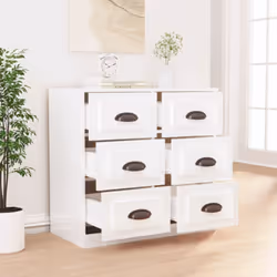 vidaXL Sideboard Storage Cabinet Storage Cupboard Highboard Engineered Wood - high gloss white
