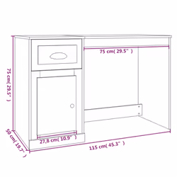 vidaXL Desk Computer Desk Office Writing Desk with Drawer Engineered Wood - white