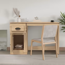 vidaXL Desk Computer Desk Office Writing Desk with Drawer Engineered Wood - sonoma oak