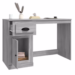 vidaXL Desk Computer Desk Office Writing Desk with Drawer Engineered Wood - grey sonoma - Additional view 4