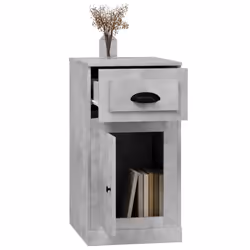 vidaXL Side Cabinet Sideboard Bedroom Side Table with Drawer Engineered Wood - concrete grey - Additional view 4