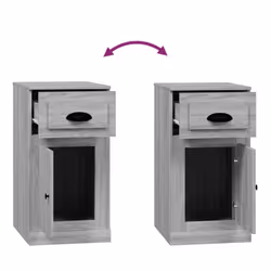 vidaXL Side Cabinet Sideboard Bedroom Side Table with Drawer Engineered Wood - grey sonoma - Additional view 8