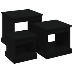 vidaXL Coffee Tables Living Room End Table Side Table 3 pcs Engineered Wood - black