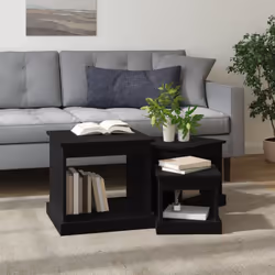 vidaXL Coffee Tables Living Room End Table Side Table 3 pcs Engineered Wood - black