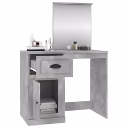 vidaXL Dressing Table Vanity Desk Cosmetic Table Makeup Desk Engineered Wood - concrete grey, with mirror - Additional view 4