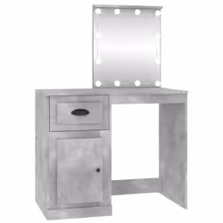 vidaXL Dressing Table Vanity Desk Cosmetic Table Makeup Desk Engineered Wood - concrete grey, with led