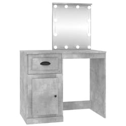 vidaXL Dressing Table Vanity Desk Cosmetic Table Makeup Desk Engineered Wood - concrete grey, with led