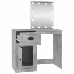 vidaXL Dressing Table Vanity Desk Cosmetic Table Makeup Desk Engineered Wood - concrete grey, with led