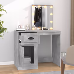 vidaXL Dressing Table Vanity Desk Cosmetic Table Makeup Desk Engineered Wood - concrete grey, with led - Additional view 5
