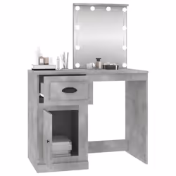 vidaXL Dressing Table Vanity Desk Cosmetic Table Makeup Desk Engineered Wood - concrete grey, with led - Additional view 6