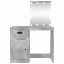 vidaXL Dressing Table Vanity Desk Cosmetic Table Makeup Desk Engineered Wood - concrete grey, with led - Additional view 7