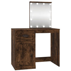 vidaXL Dressing Table Vanity Desk Cosmetic Table Makeup Desk Engineered Wood - smoked oak, with led