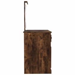 vidaXL Dressing Table Vanity Desk Cosmetic Table Makeup Desk Engineered Wood - smoked oak, with led - Additional view 7