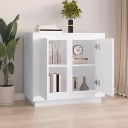 vidaXL Sideboard Cabinet Cupboard Highboard Home Organiser Engineered Wood - white