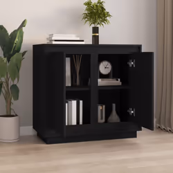 vidaXL Sideboard Cabinet Cupboard Highboard Home Organiser Engineered Wood - black