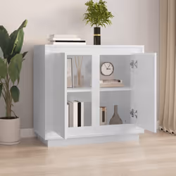 vidaXL Sideboard Cabinet Cupboard Highboard Home Organiser Engineered Wood - high gloss white