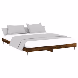 vidaXL Bed Frame Bedroom Platform Bed Frame Bedstead Bed Base Engineered Wood - smoked oak, 200 x 200 cm - Additional view 2