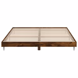 vidaXL Bed Frame Bedroom Platform Bed Frame Bedstead Bed Base Engineered Wood - smoked oak, 200 x 200 cm - Additional view 5