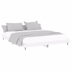 vidaXL Bed Frame Bedroom Platform Bed Frame Bedstead Bed Base Engineered Wood - high gloss white, 150 x 200 cm - Additional view 2