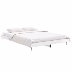 vidaXL Bed Frame Bedroom Platform Bed Frame Bedstead Bed Base Engineered Wood - high gloss white, 140 x 190 cm - Additional view 2