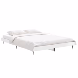 vidaXL Bed Frame Bedroom Platform Bed Frame Bedstead Bed Base Engineered Wood - high gloss white, 135 x 190 cm - Additional view 2