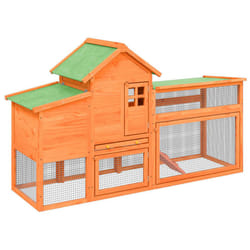vidaXL Chicken Coop Wooden Animal Cage Chicken House Enclosure Solid Wood Pine - brown