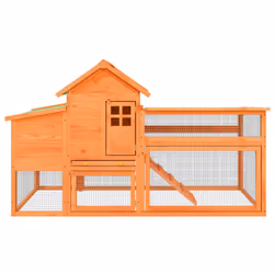 vidaXL Chicken Coop Wooden Animal Cage Chicken House Enclosure Solid Wood Pine - brown