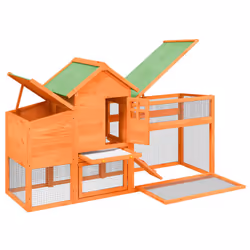 vidaXL Chicken Coop Wooden Animal Cage Chicken House Enclosure Solid Wood Pine - brown - Additional view 4