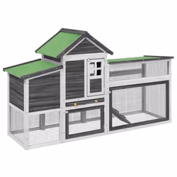 vidaXL Chicken Coop Wooden Animal Cage Chicken House Enclosure Solid Wood Pine - grey