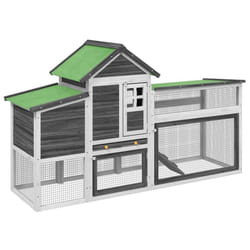 vidaXL Chicken Coop Wooden Animal Cage Chicken House Enclosure Solid Wood Pine - grey