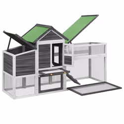 vidaXL Chicken Coop Wooden Animal Cage Chicken House Enclosure Solid Wood Pine - grey - Additional view 4