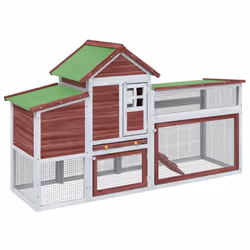 vidaXL Chicken Coop Wooden Animal Cage Chicken House Enclosure Solid Wood Pine - mocha