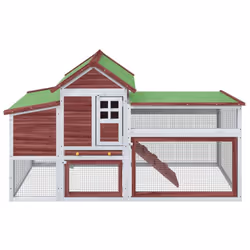 vidaXL Chicken Coop Wooden Animal Cage Chicken House Enclosure Solid Wood Pine - mocha