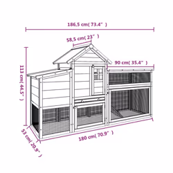 vidaXL Chicken Coop Wooden Animal Cage Chicken House Enclosure Solid Wood Pine - mocha