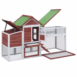 vidaXL Chicken Coop Wooden Animal Cage Chicken House Enclosure Solid Wood Pine - mocha - Additional view 4