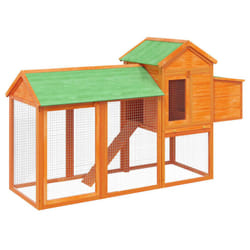 vidaXL Chicken Coop Wooden Animal Cage Chicken House Enclosure Solid Wood Pine - brown