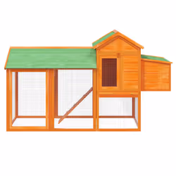 vidaXL Chicken Coop Wooden Animal Cage Chicken House Enclosure Solid Wood Pine - brown