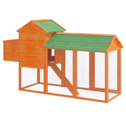 vidaXL Chicken Coop Wooden Animal Cage Chicken House Enclosure Solid Wood Pine - brown - Additional view 5