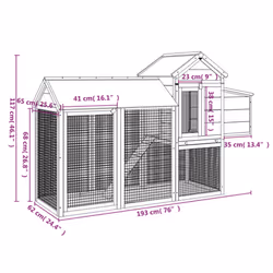 vidaXL Chicken Coop Wooden Animal Cage Chicken House Enclosure Solid Wood Pine - brown - Additional view 6