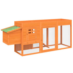 vidaXL Chicken Coop Wooden Animal House Chicken Run Hen House Solid Wood Pine - brown