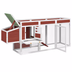 vidaXL Chicken Coop Wooden Animal House Chicken Run Hen House Solid Wood Pine - mocha - Additional view 4