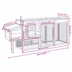 vidaXL Chicken Coop Wooden Animal House Chicken Run Hen House Solid Wood Pine - mocha - Additional view 7